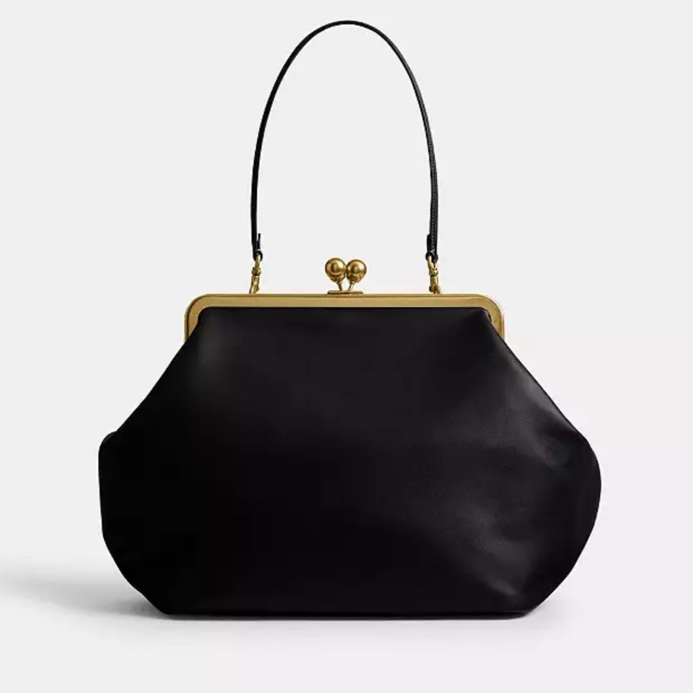 NWT Sold Out Coach Frame Kisslock Bag large black